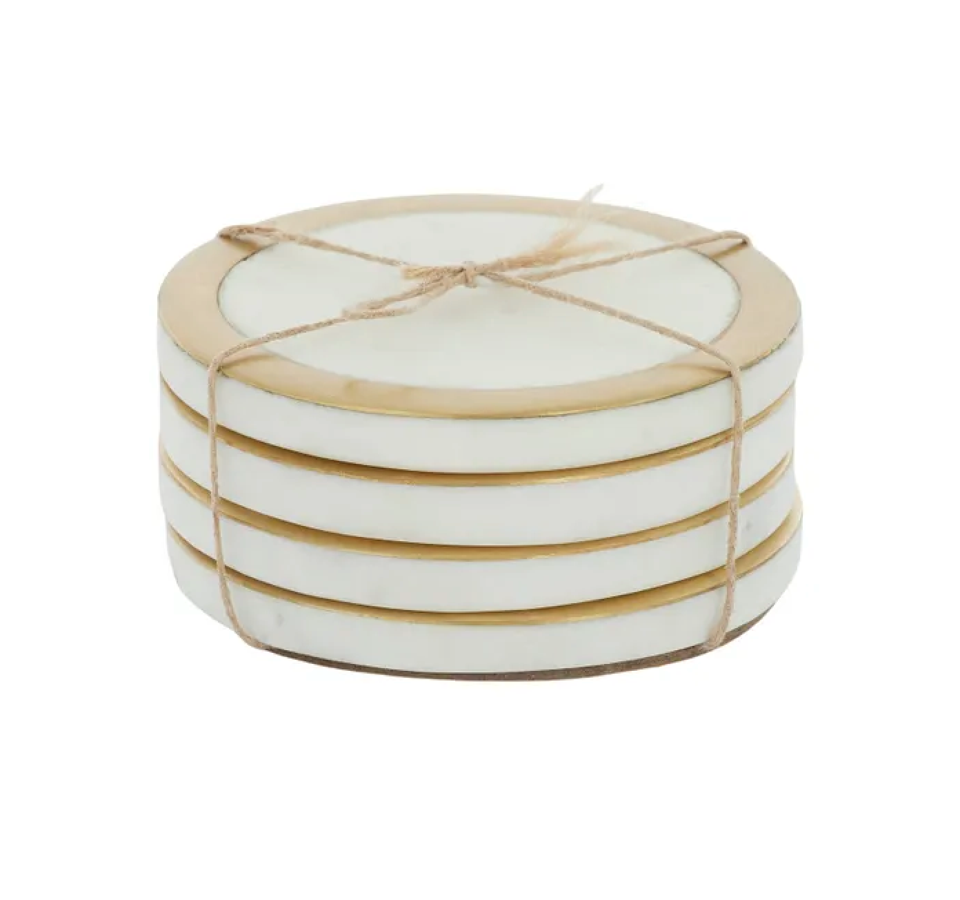 Circular Brass Marble Coasters S/4