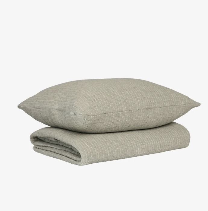 Eadie Ease Quilted Bed Cover Set - White/Pistachio