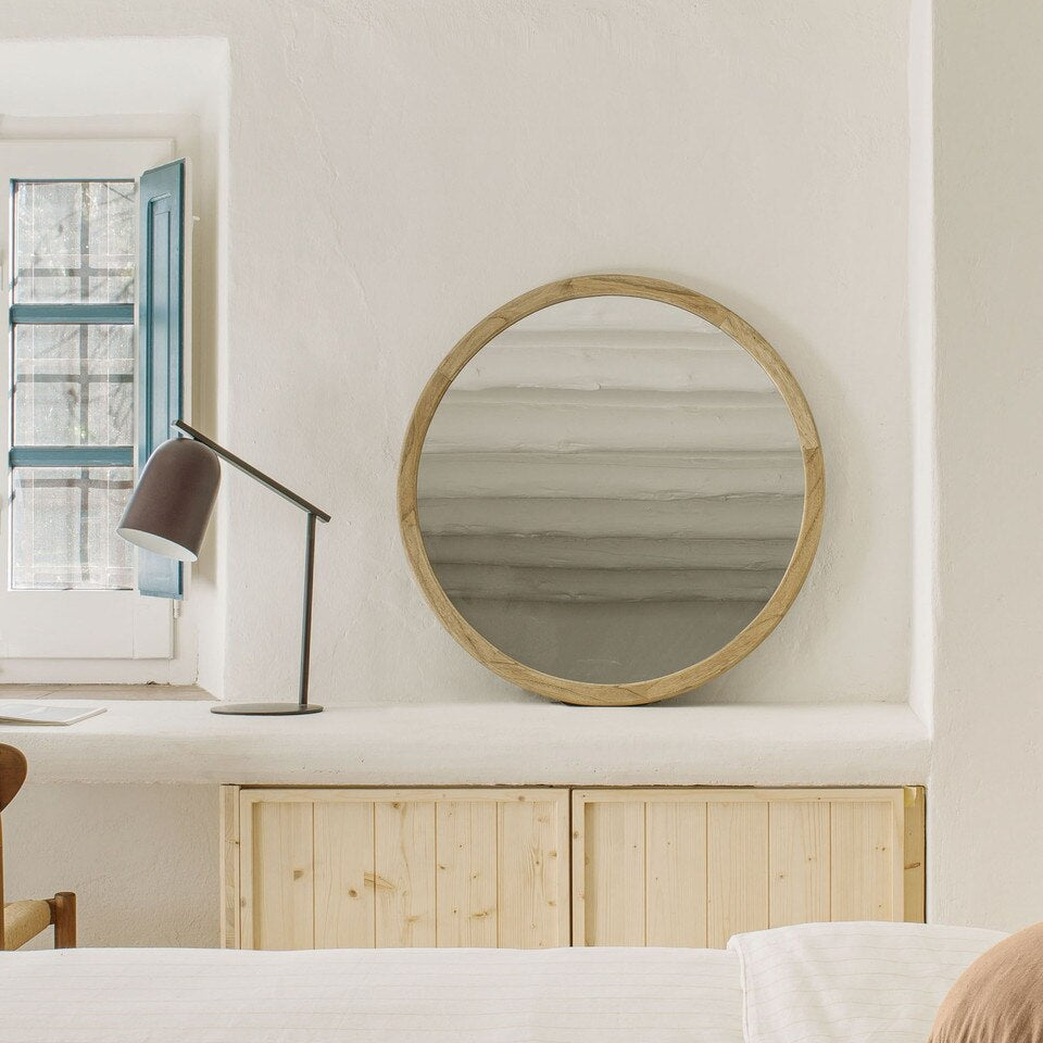 Retreat Round Timber Mirror