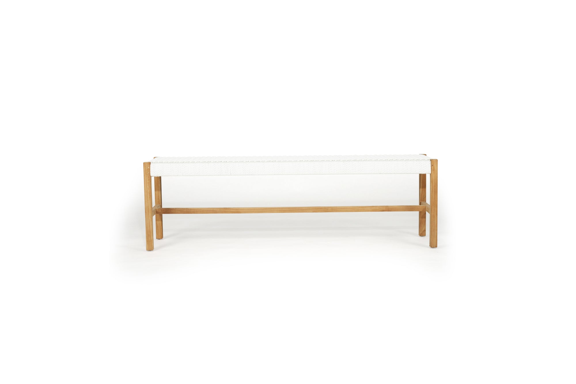 Saba White Woven Bench