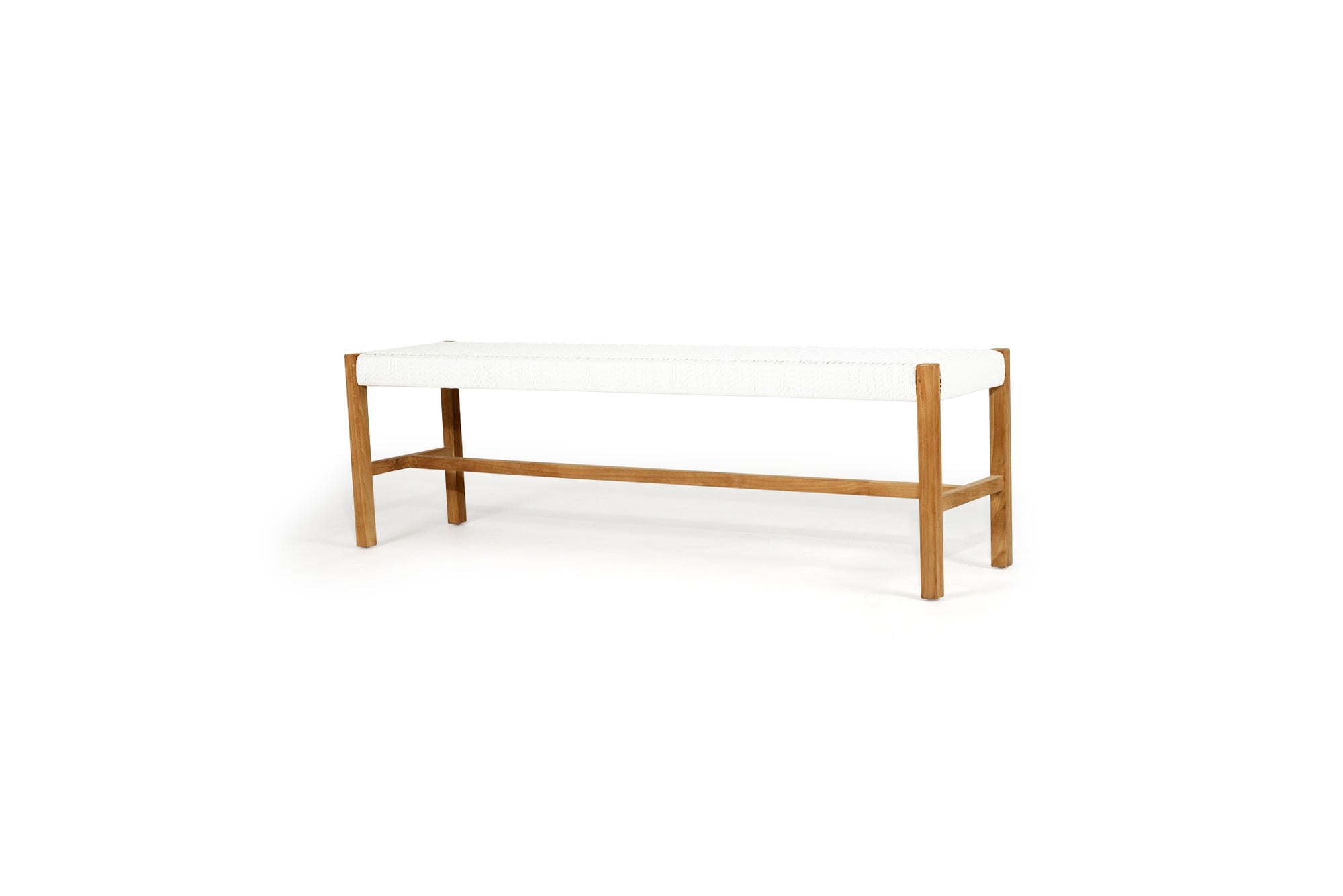 Saba White Woven Bench