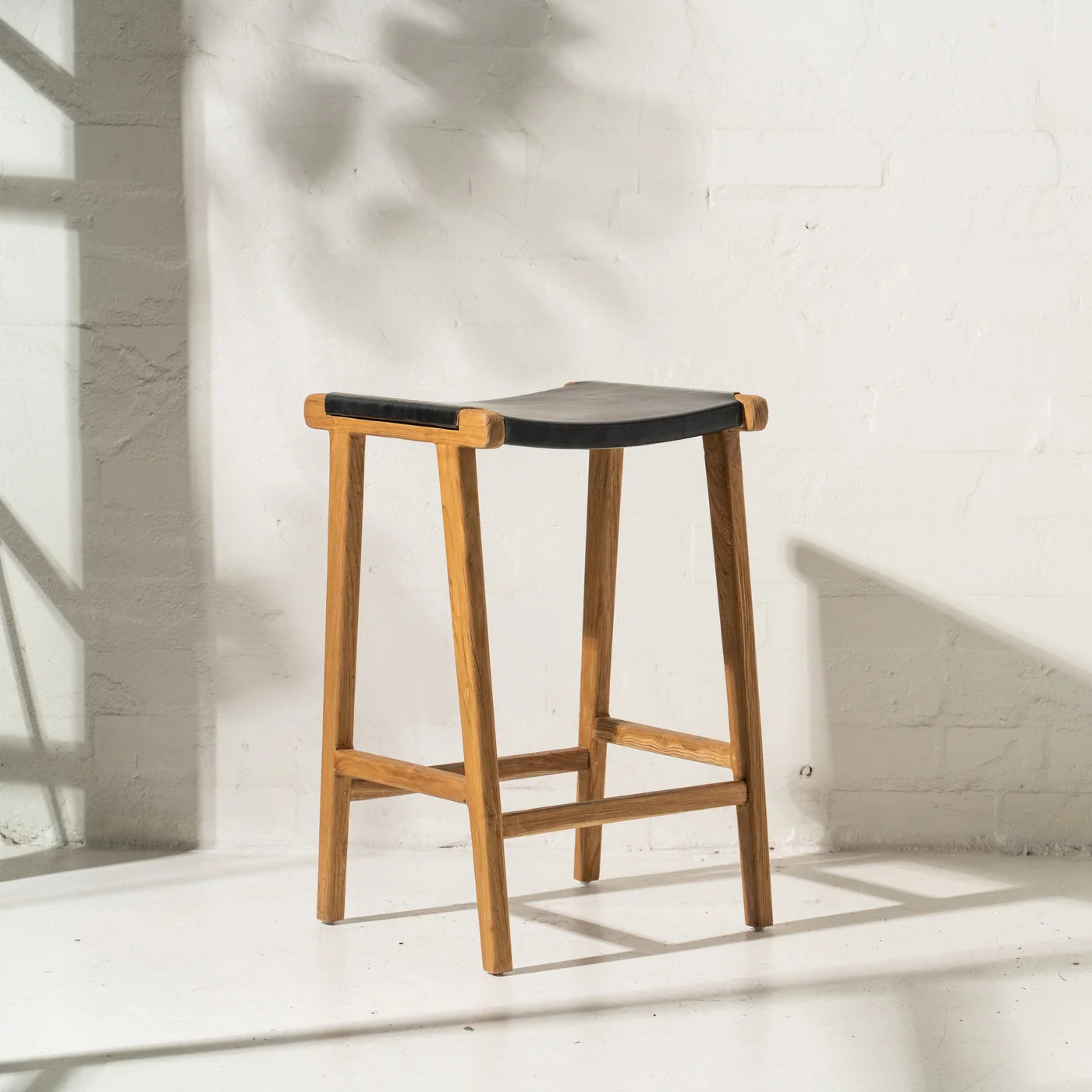 Avel Black Leather Barstool