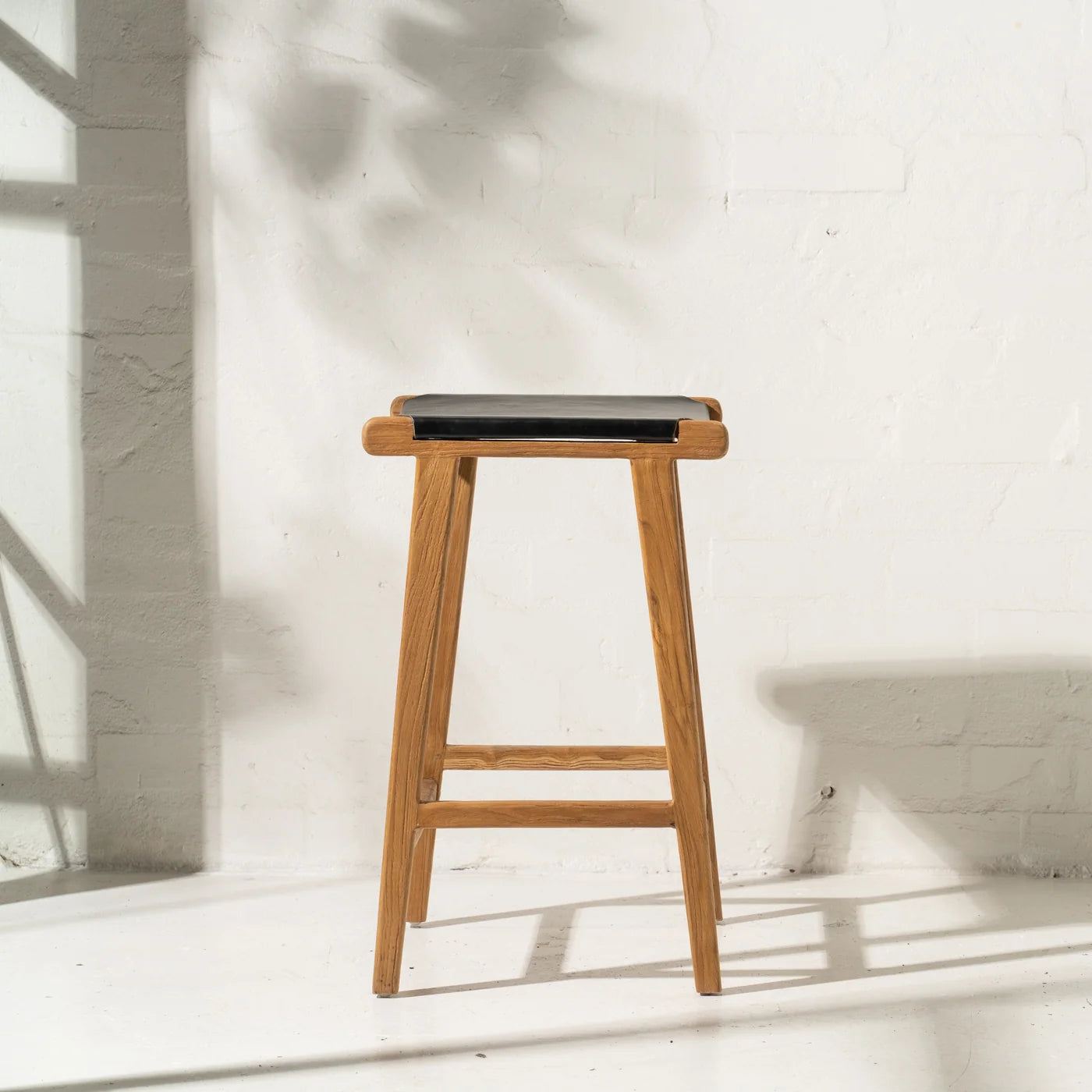 Avel Black Leather Barstool