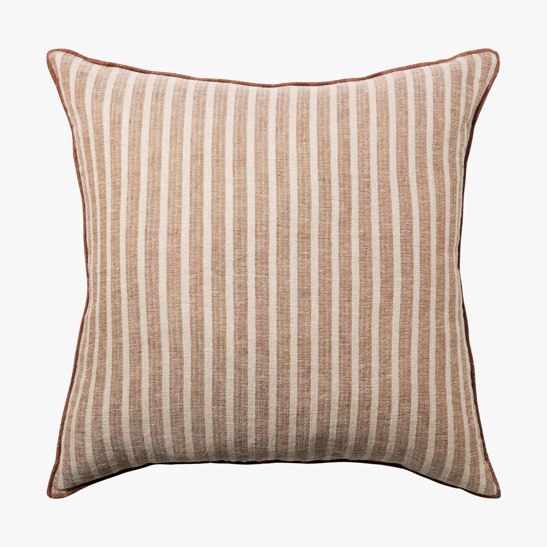 Ava Toffee Stripe Pure Linen Cushion