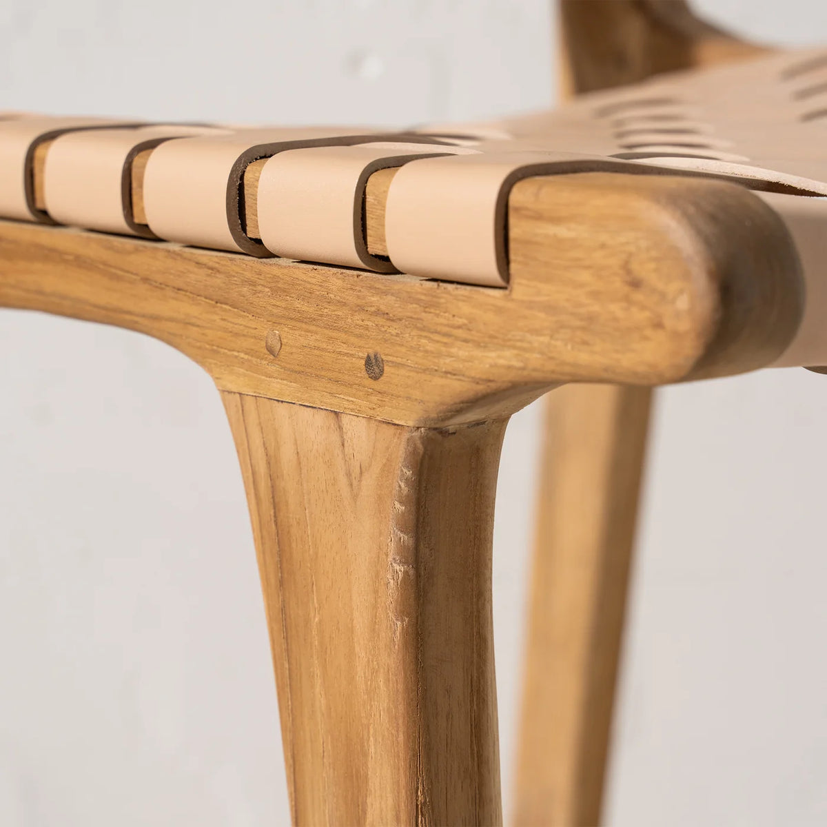 Luka Leather &amp; Teak Barstool Natural