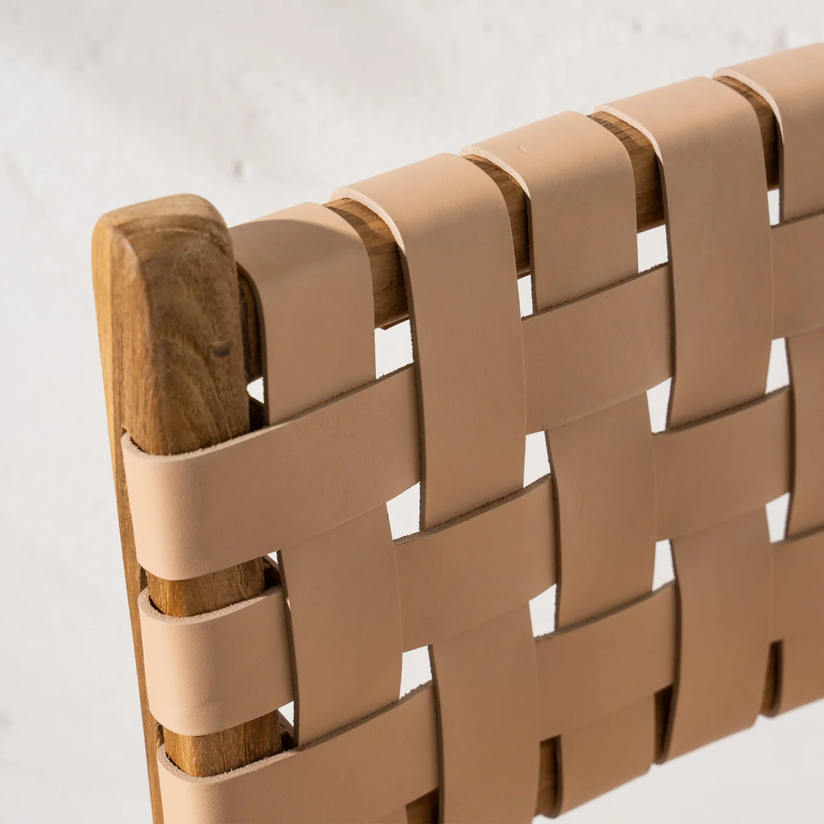 Luka Leather &amp; Teak Barstool Natural