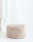 Curly Round Ottoman - Oatmeal