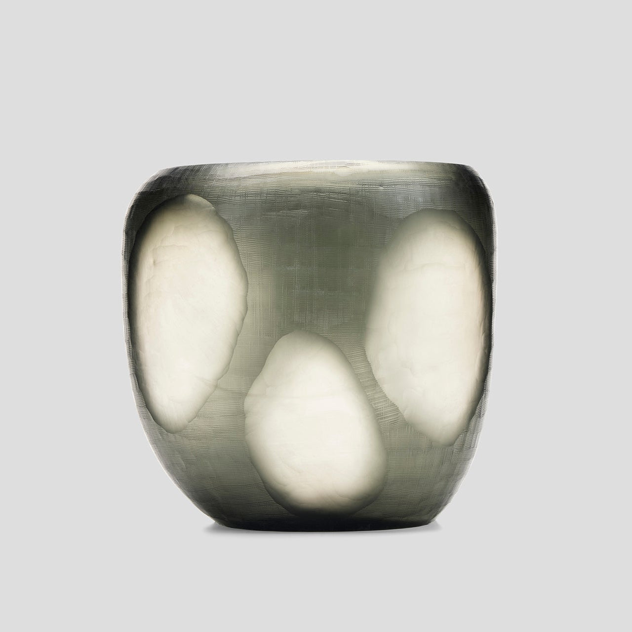 Glass Vase, hand blown, etched